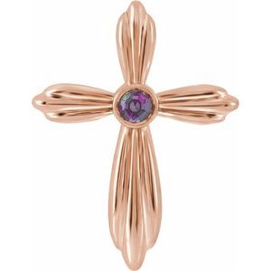 14K Rose Gold Lab-Grown Alexandrite Cross Pendant