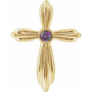 14K Yellow Gold Natural Alexandrite Cross Pendant