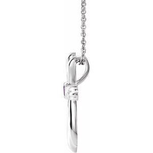 Sterling Silver Natural Alexandrite Cross 16-18" Necklace