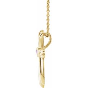 14K Yellow Gold Natural Alexandrite Cross 16-18" Necklace