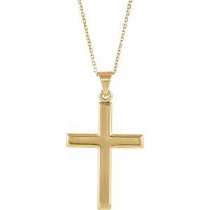 14K Yellow Gold Cross 18" Necklace