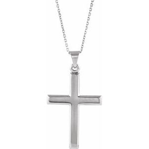14K White Gold Cross 18" Necklace
