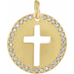 14K Yellow Gold .08 CTW Natural Diamond Pierced Cross Pendant