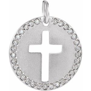 14K White Gold .08 CTW Natural Diamond Pierced Cross Pendant