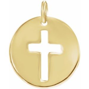 14K Yellow Gold .08 CTW Natural Diamond Pierced Cross Pendant