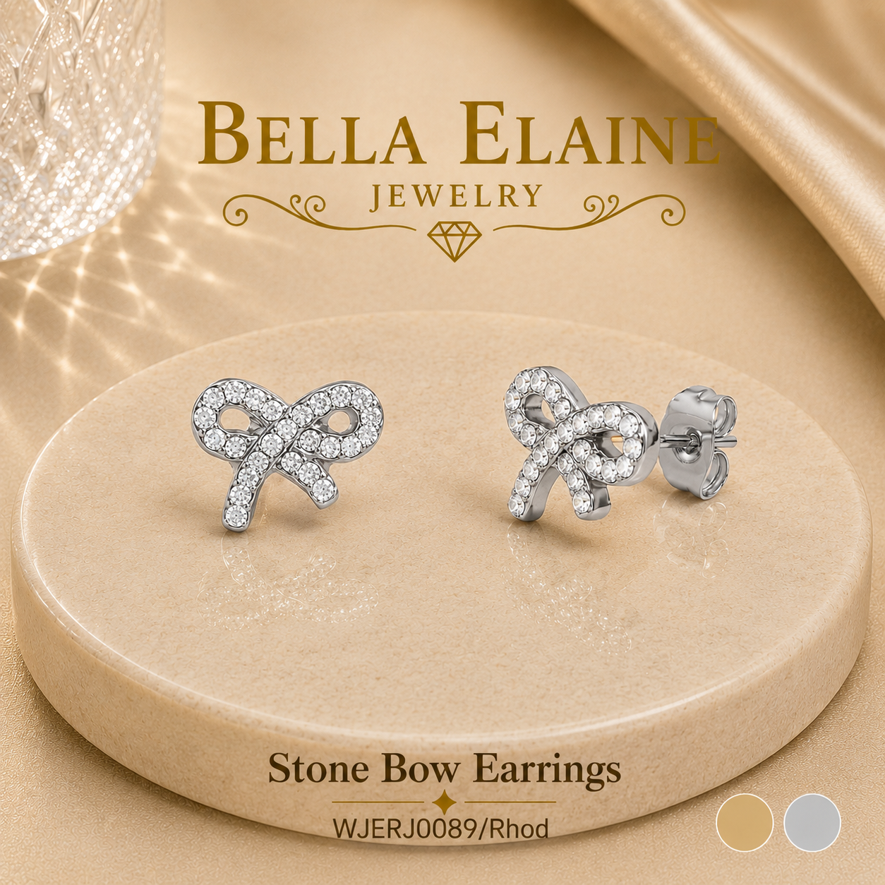 Stone Bow Earrings