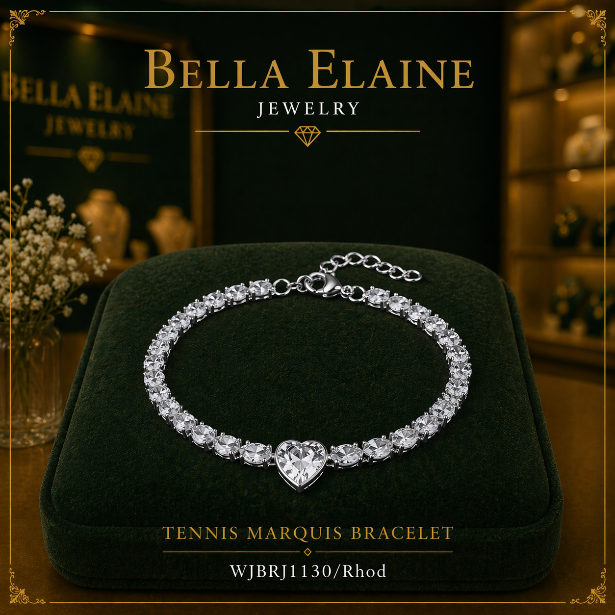 Tennis Marquis Heart Bracelet