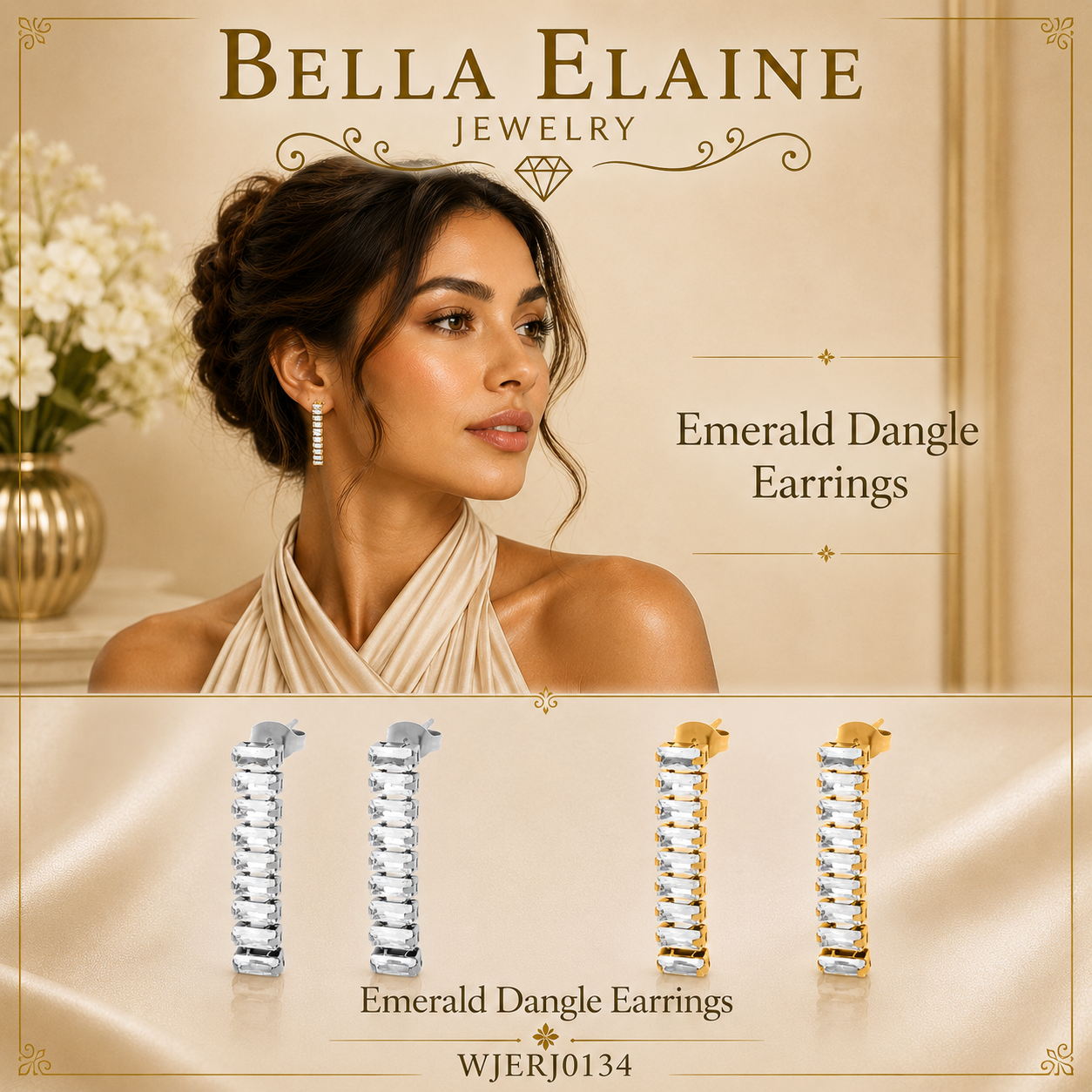 Emerald Cut Dangle Earrings