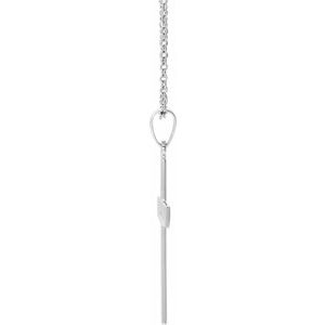 14K White Gold .01 CT Natural Diamond Cross 18" Necklace