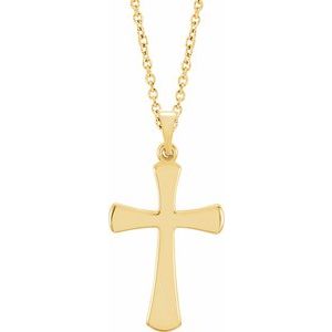 14K Yellow Gold Cross 18" Necklace