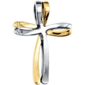 14K Yellow/White Gold 27x19 mm Cross Pendant