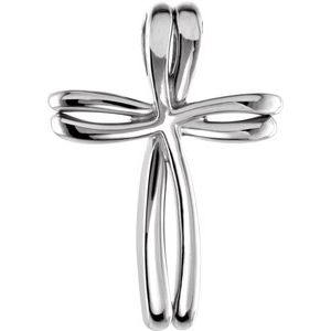 14K White Gold 27x19 mm Cross Pendant