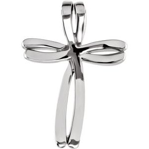 14K White Gold 27x19 mm Cross Pendant