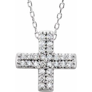 Platinum .07 CTW Natural Diamond Cross 16-18" Necklace