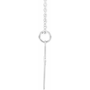 14K White Gold .0075 CT Natural Diamond Youth Cross 15" Necklace