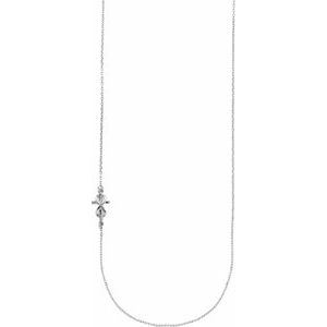 14K White Gold Infinity-Inspired Off-Center Sideways Cross 16" Necklace