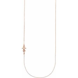 14K Rose Gold Infinity-Inspired Off-Center Sideways Cross 16" Necklace
