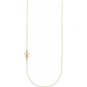 14K Yellow Gold Infinity-Inspired Off-Center Sideways Cross 16" Necklace