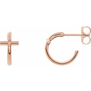 14K Rose Gold 11.8 mm Cross Hoop Earrings