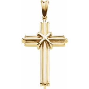 14K Yellow Gold 36.75x24.5 mm Cross Pendant