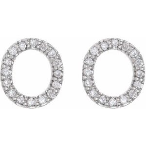 Sterling Silver 1/8 CTW Natural Diamond Initial O Earrings