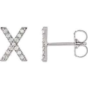 14K White Gold .05 CTW Natural Diamond Initial X Earring