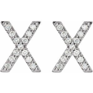 14K White Gold 1/10 CTW Natural Diamond Initial X Earrings