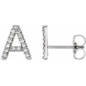 Platinum .06 CTW Natural Diamond Initial A Earring