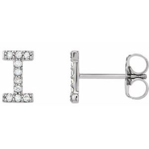 14K White Gold .04 CTW Natural Diamond Initial I Earring