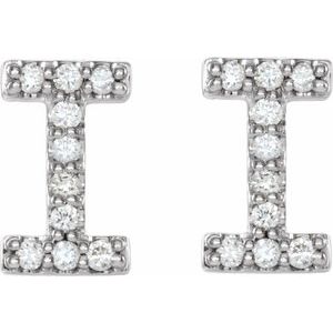 Platinum .08 CTW Natural Diamond Initial I Earrings