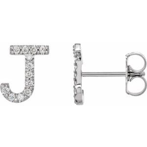 Platinum .05 CTW Natural Diamond Initial J Earring