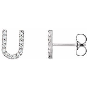 Platinum 1/8 CTW Natural Diamond Initial U Earrings