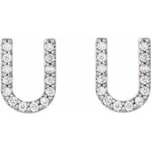 Sterling Silver 1/8 CTW Natural Diamond Initial U Earrings