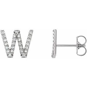 Sterling Silver 1/6 CTW Natural Diamond Initial W Earrings