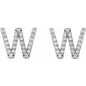 Sterling Silver 1/6 CTW Natural Diamond Initial W Earrings