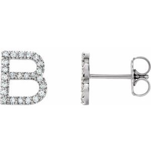 14K White Gold 1/5 CTW Natural Diamond Initial B Earrings