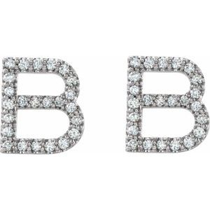 14K White Gold 1/5 CTW Natural Diamond Initial B Earrings
