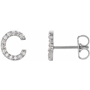 Sterling Silver .05 CTW Natural Diamond Initial C Earring