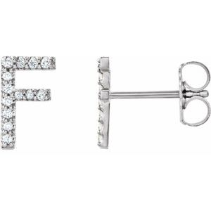 Sterling Silver .08 CTW Natural Diamond Initial F Earrings
