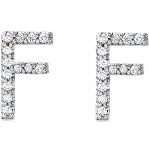Platinum .08 CTW Natural Diamond Initial F Earrings