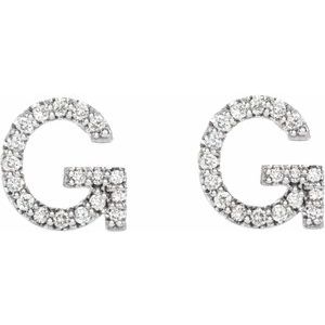 14K White Gold 1/8 CTW Natural Diamond Initial G Earrings