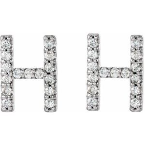 Sterling Silver 1/8 CTW Natural Diamond Initial H Earrings