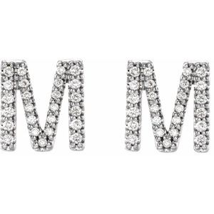 14K White Gold 1/5 CTW Natural Diamond Initial M Earrings