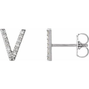 Platinum .03 CTW Natural Diamond Initial V Earring
