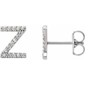 Sterling Silver .06 CTW Natural Diamond Initial Z Earring