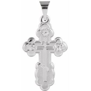 14K White Gold St. Olga Orthodox Cross Pendant