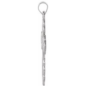14K White Gold St. Olga Orthodox Cross Pendant
