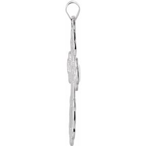 14K White Gold St. Olga Orthodox Cross Pendant