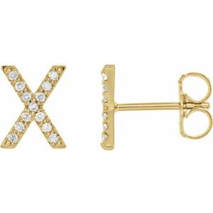 14K Yellow Gold 1/10 CTW Natural Diamond Initial X Earrings