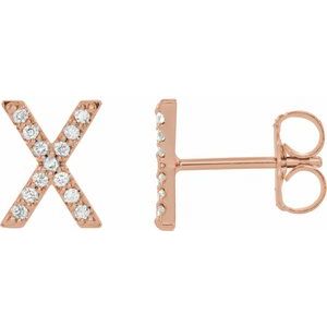 14K Rose Gold .05 CTW Natural Diamond Initial X Earring